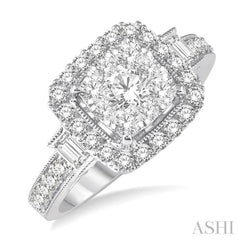 1 1/6 Ctw Diamond Lovebright Engagement Ring in 14K White Gold