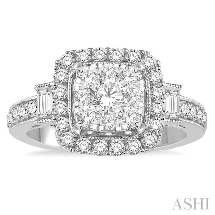 1 1/6 Ctw Diamond Lovebright Engagement Ring in 14K White Gold