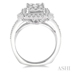 1 1/6 Ctw Diamond Lovebright Engagement Ring in 14K White Gold