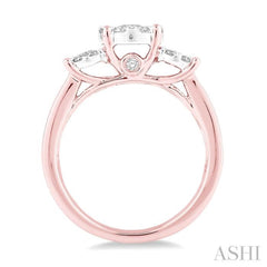 3/4 Ctw Lovebright Round Cut Diamond Ring in 14K Rose and White Gold