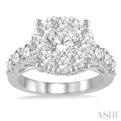 2 Ctw Round Diamond Lovebright Ring in 18K White Gold