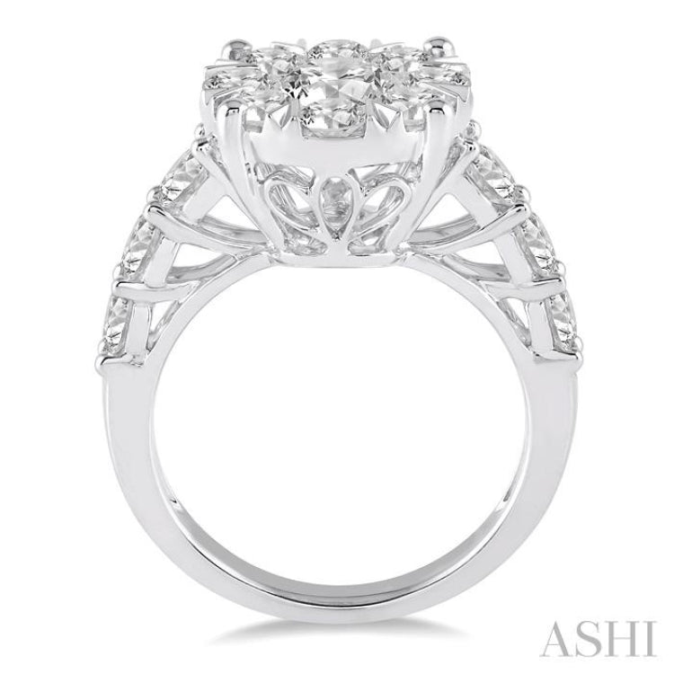 2 Ctw Round Diamond Lovebright Ring in 18K White Gold