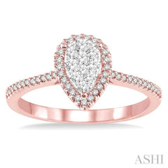 1/3 Ctw Pear Shape Diamond Lovebright Ring in 14K Rose and White Gold