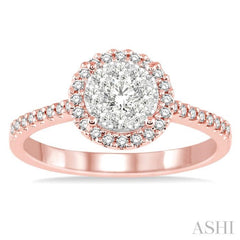 1/2 Ctw Round Shape Diamond Lovebright Ring in 14K Rose and White Gold