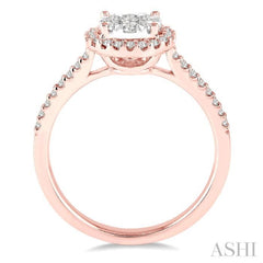 1/2 Ctw Round Shape Diamond Lovebright Ring in 14K Rose and White Gold