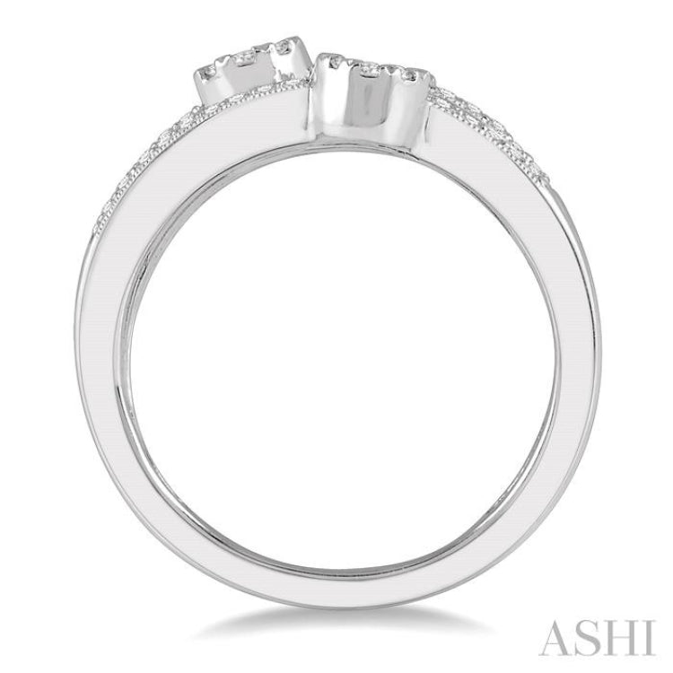 3/8 Ctw Split Top Tri Mount Lovebright Round Cut Diamond Ring in 14K White Gold