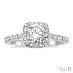 3/8 Ctw Diamond Ladies Engagement Ring with 1/4 Ct Round Cut Center Stone in 14K White Gold