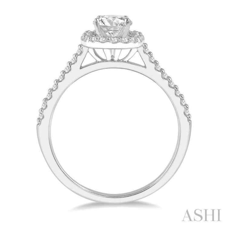 3/8 Ctw Diamond Ladies Engagement Ring with 1/4 Ct Round Cut Center Stone in 14K White Gold