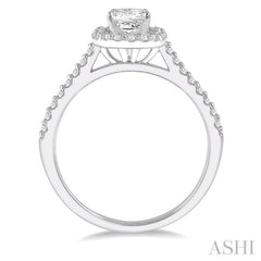 1/3 ctw Square Shape Diamond Semi-Mount Engagement Ring in 14K White Gold