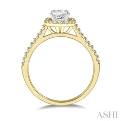 1/6 ctw Square Shape Diamond Semi-Mount Engagement Ring in 14K Yellow and White Gold