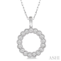 1/8 Ctw Circular Lattice Halo Round Cut Diamond Fashion Pendant in 10K White Gold with chain