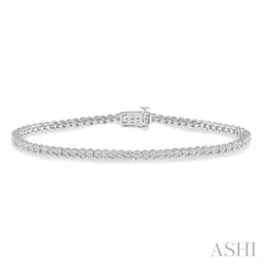 1/4 Ctw Round Cut Diamond Miracle Plate Tennis Bracelet in 10K White Gold