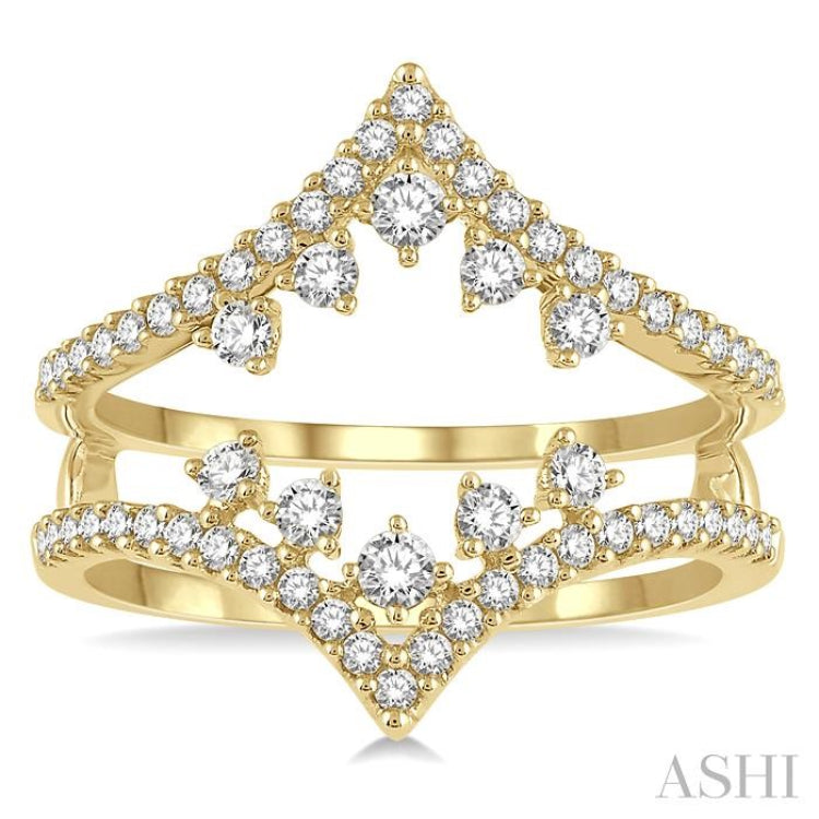 5/8 Ctw Pointed Arch Round Cut Diamond Insert Ring in 14K Yellow Gold