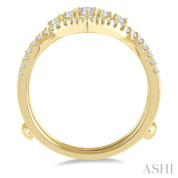 5/8 Ctw Pointed Arch Round Cut Diamond Insert Ring in 14K Yellow Gold