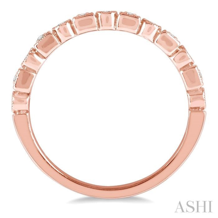 1/10 Ctw Square & Circular Mount Round Cut Diamond Stackable Band in 14K Rose Gold