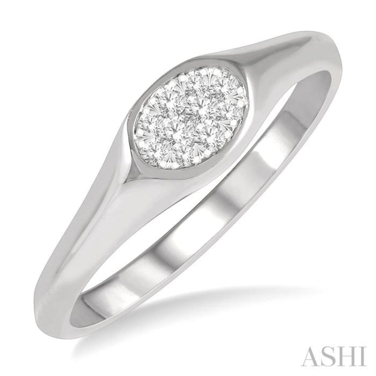 1/8 Ctw Oval Shape Lovebright Diamond Ring in 14K White Gold