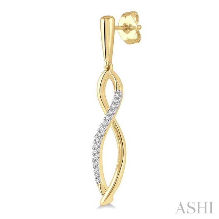 1/6 Ctw Infinity Round Cut Diamond Long Earrings in 10K Yellow Gold