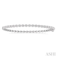 1/3 Ctw Marquise Mount Round Cut Diamond Stackable Bangle in 14K White Gold