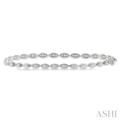 1/3 Ctw Marquise Mount Round Cut Diamond Stackable Bangle in 14K White Gold