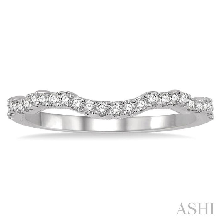 1/5 ctw Curvy Round Cut Diamond Wedding Band in 14K White Gold