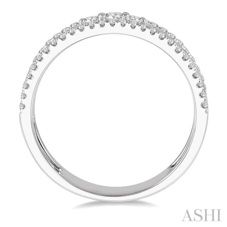 3/8 ctw Three Row Layered Round Diamond Fashion Ring in 14K White Gold