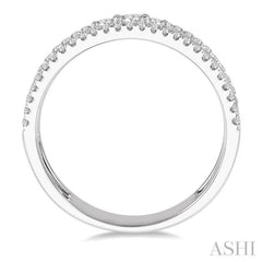 3/8 ctw Three Row Layered Round Diamond Fashion Ring in 14K White Gold