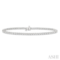 2 ctw Square Shape Round Cut Diamond Tennis Bracelet in 14K White Gold
