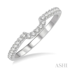 1/5 Ctw U-Shape Center Round Cut Diamond Wedding Band in 14K White Gold