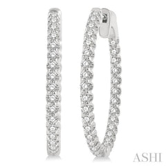 1 Ctw Inside-Out Round Cut Diamond Hoop Earrings in 14K White Gold