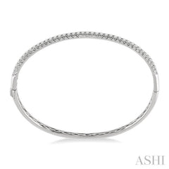 1 Ctw Round Cut Diamond Stackable Bangle in 14K White Gold