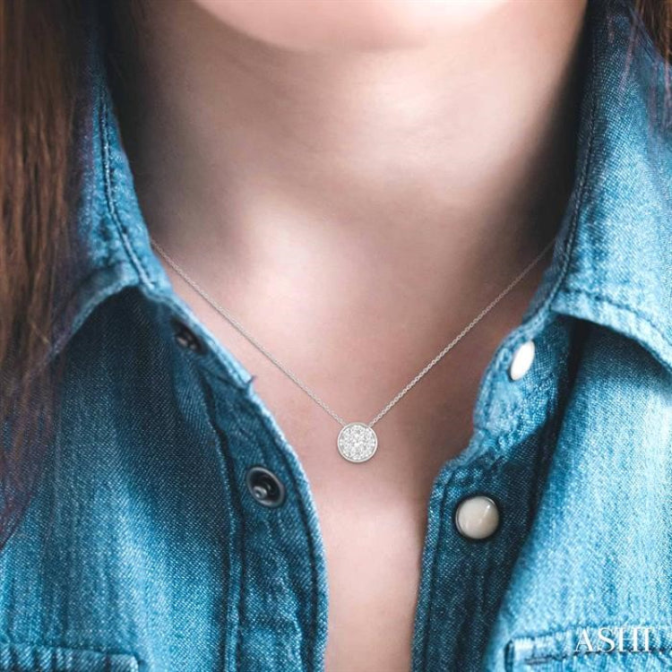1/3 ctw Round Shape Lovebright Diamond Pendant With Chain in 14K White Gold