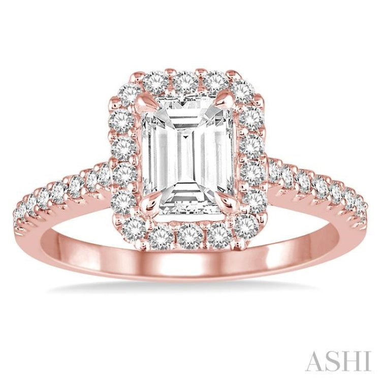 3/8 Ctw Round Cut Diamond Semi-Mount Engagement Ring in 14K Rose Gold