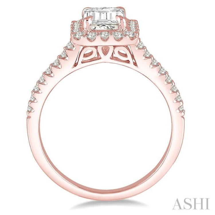 3/8 Ctw Round Cut Diamond Semi-Mount Engagement Ring in 14K Rose Gold