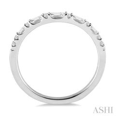 1/3 ctw Baguette and Round Cut Diamond Wedding Band in 14K White Gold