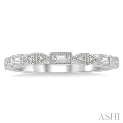 1/10 Ctw Baguette & Round Cut Diamond Stackable Band in 14K White Gold