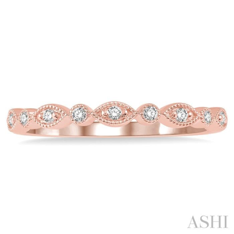 1/10 Ctw Marquise & Circular Mount Round Cut Diamond Stackable Band in 14K Rose Gold