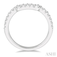 1/3 ctw U-Shape Center Round Cut Diamond Wedding Band in 14K White Gold