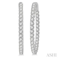 3.00 ctw Inside-Out Round Cut Diamond Oval Shape Hoop Earrings in 14K White Gold