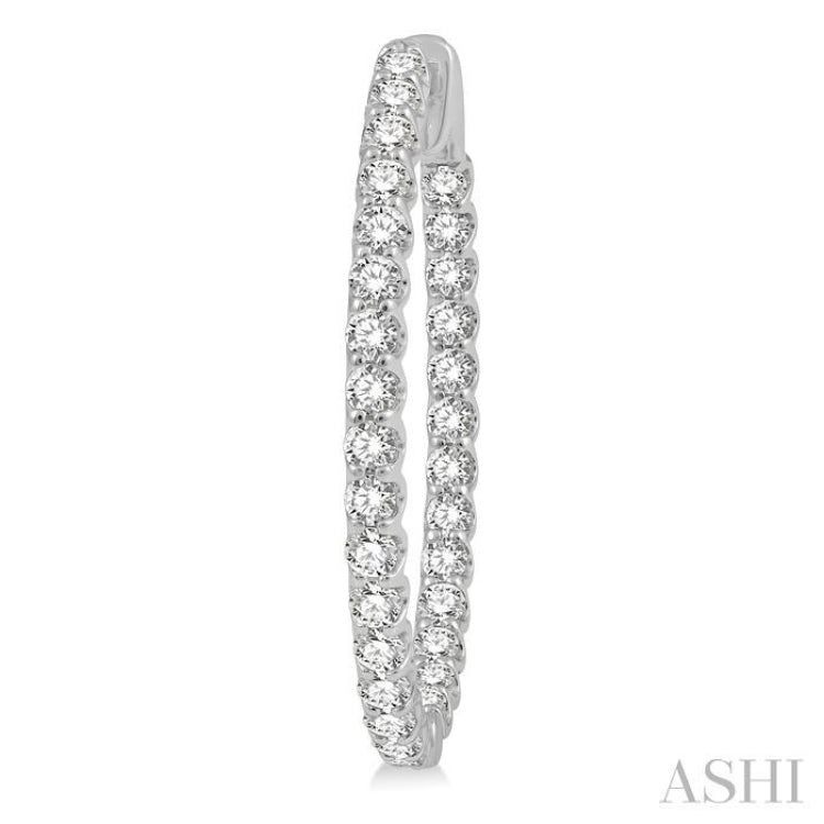 3.00 ctw Inside-Out Round Cut Diamond Oval Shape Hoop Earrings in 14K White Gold