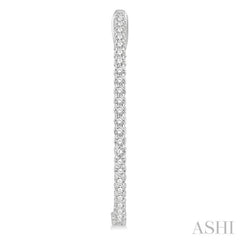 1.00 ctw Inside-Out Round Cut Diamond Oval Shape Hoop Earrings in 14K White Gold