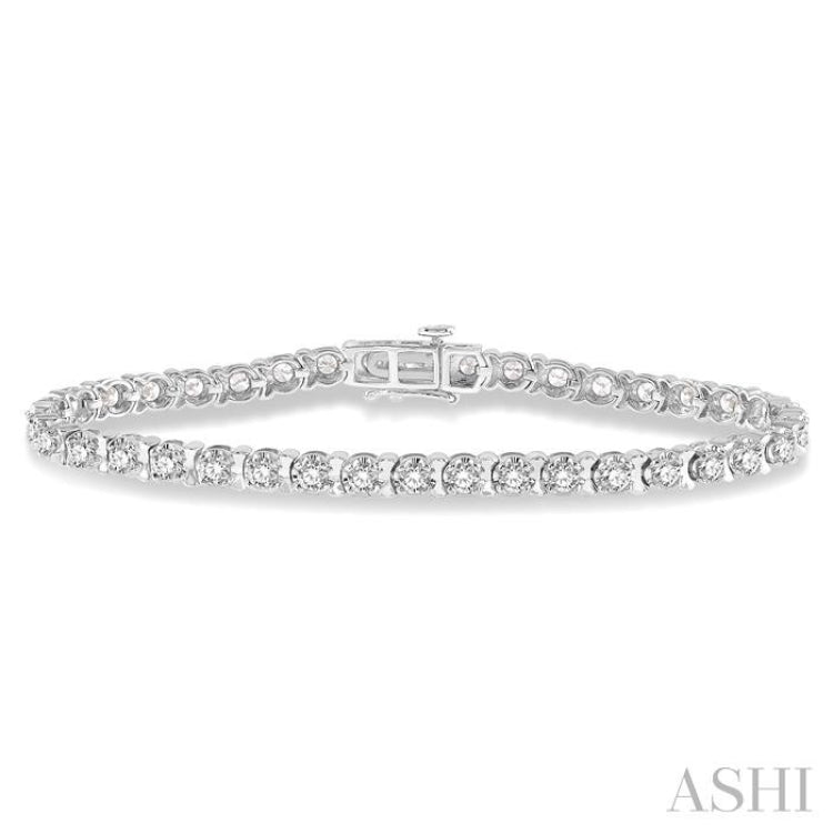 5 ctw Round Cut Diamond Tennis Tulip Bracelet in 14K White Gold