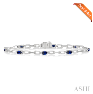 Ashi Oval Shape Sapphire & Diamond Bracelet