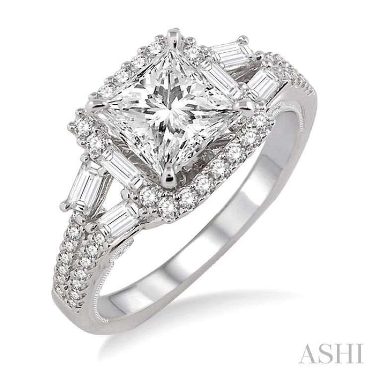 3/4 Ctw Diamond Semi-Mount Engagement Ring in 14K White Gold