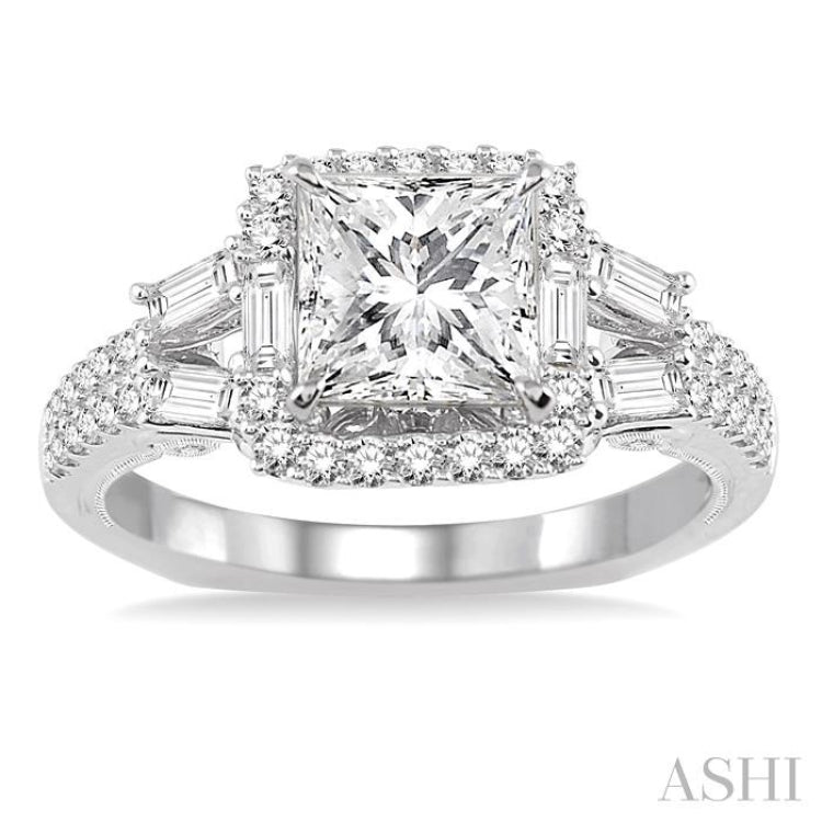 3/4 Ctw Diamond Semi-Mount Engagement Ring in 14K White Gold