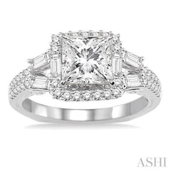 3/4 Ctw Diamond Semi-Mount Engagement Ring in 14K White Gold