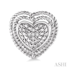 1/20 Ctw Round Cut Diamond Heart Earrings in Sterling Silver