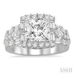 1 1/6 Ctw Diamond Semi-mount Engagement Ring in 14K White Gold