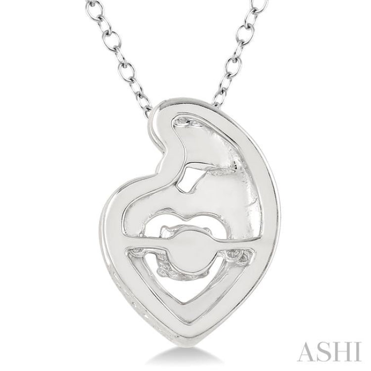 1/20 Ctw Round Cut Diamond Emotion Mom & Child Pendant in Sterling Silver with Chain