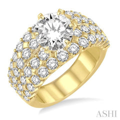 2 1/2 Ctw Diamond Semi-mount Engagement Ring in 14K Yellow Gold