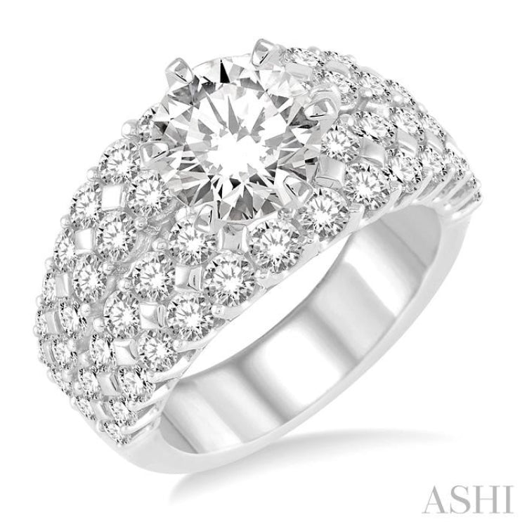 2 1/2 Ctw Diamond Semi-mount Engagement Ring in 14K White Gold